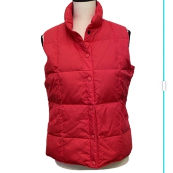 LANDS’ END Down Filled Quilted Puffer Vest Hot Pink Snaps - Picture 1 of 5